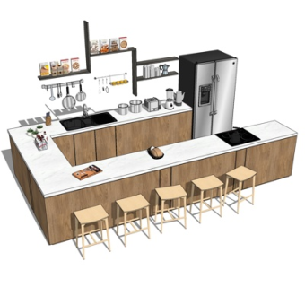 现代橱柜su模型