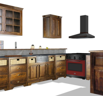 美式橱柜su模型