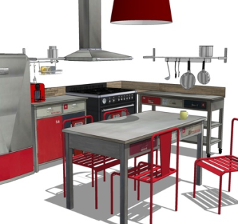 工业风橱柜su模型