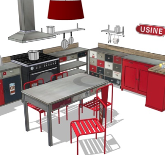 美式橱柜su模型