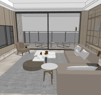 现代客厅su模型