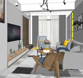 现代客厅su模型