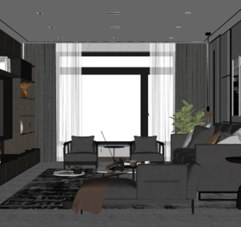 现代客厅su模型