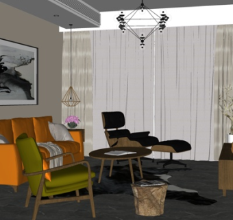 现代客厅su模型