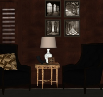 欧式休闲桌椅su模型