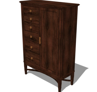 新中式储物柜su模型