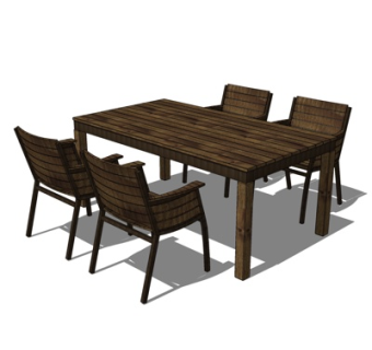 新中式休闲桌椅su模型