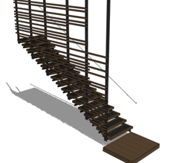 新中式楼梯su模型