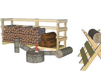 现代木材架su模型