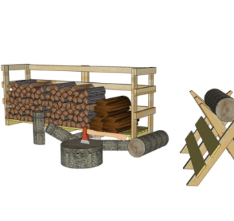 现代木材架su模型