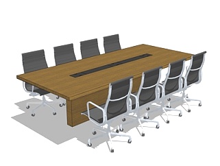 现代会议桌su模型