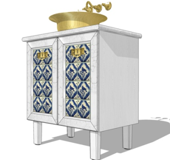 欧式洗手盆su模型