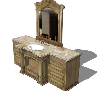 欧式洗手盆su模型