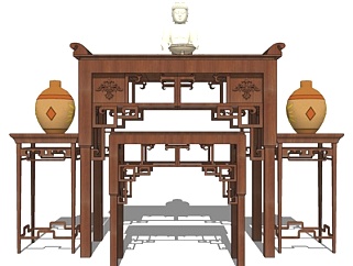 中式端景柜su模型