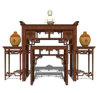 中式端景柜su模型