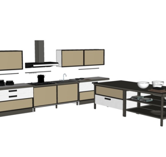 现代橱柜su模型