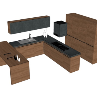 现代橱柜su模型
