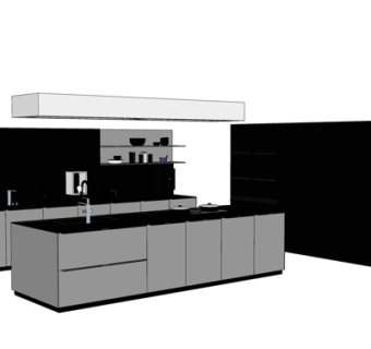 现代橱柜su模型