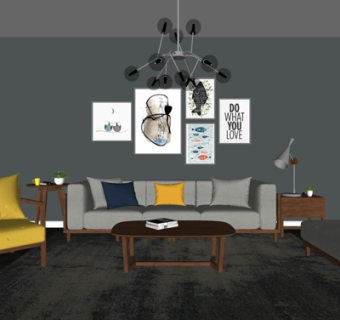 现代客厅su模型