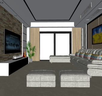 现代客厅su模型