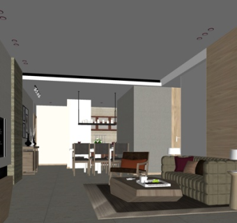 现代客厅su模型