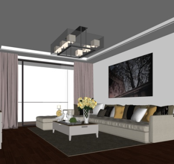 现代客厅su模型