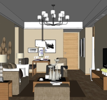 现代客厅su模型