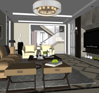 现代客厅su模型