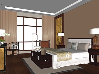 中式卧室su模型