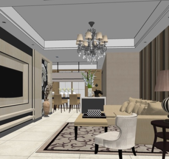 现代客厅su模型