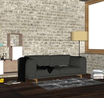 北欧客厅su模型