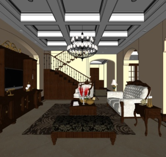 欧式客厅su模型