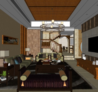 欧式客厅su模型