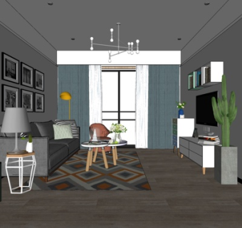 现代客厅su模型