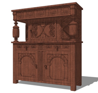 欧式装饰柜su模型