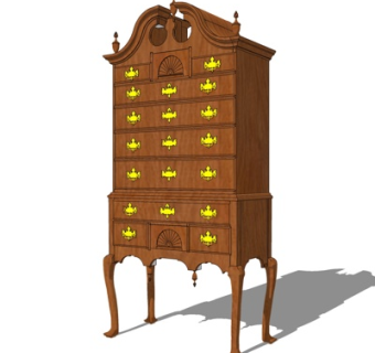 欧式装饰柜su模型