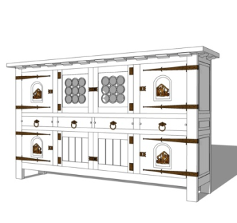 欧式装饰柜su模型