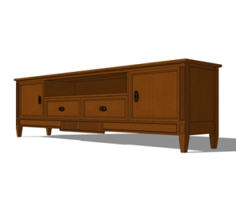 简欧电视柜su模型