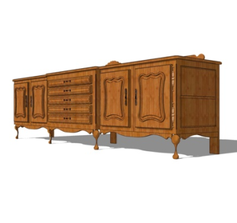 欧式电视柜su模型