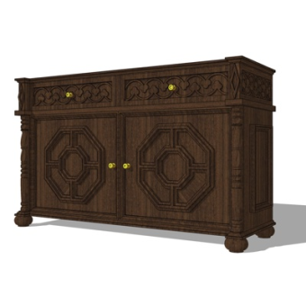 欧式装饰柜su模型
