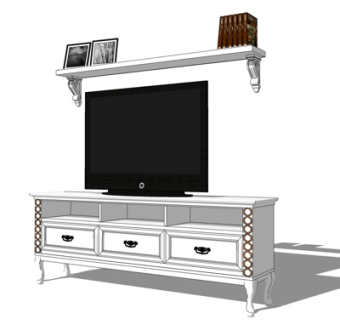 简欧电视柜su模型