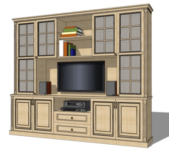 美式电视柜su模型