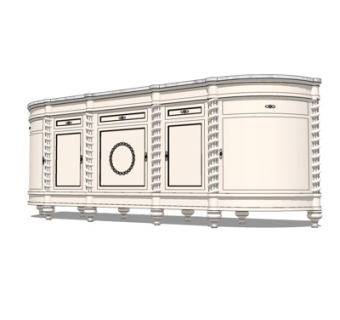 简欧电视柜su模型