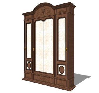 欧式衣柜su模型