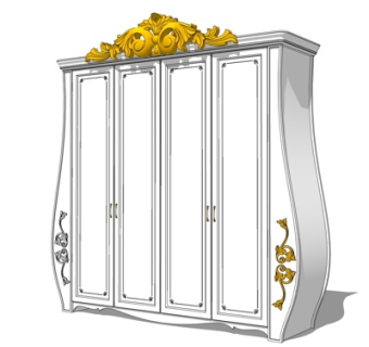 欧式衣柜su模型