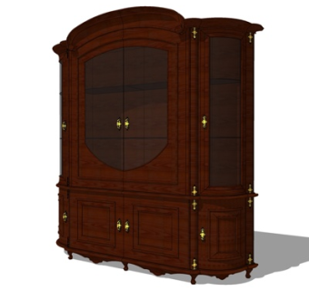 欧式实木酒柜su模型