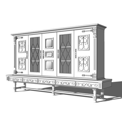 欧式实木酒柜su模型