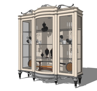 欧式实木酒柜su模型