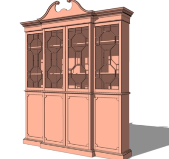 欧式实木酒柜su模型