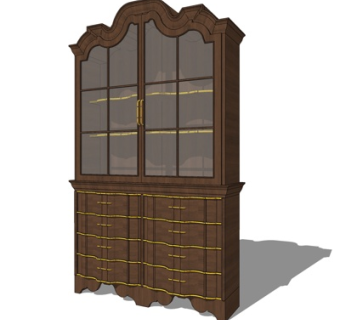 欧式实木酒柜su模型